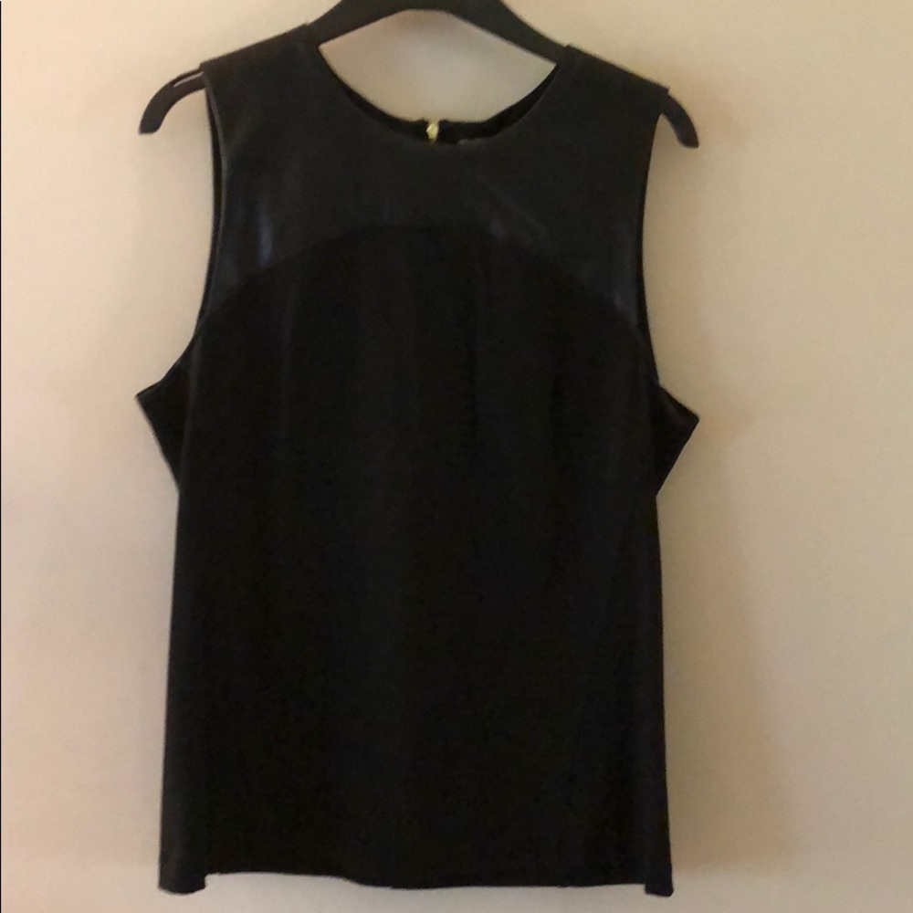 Sleeveless Faux Leather Panel Top